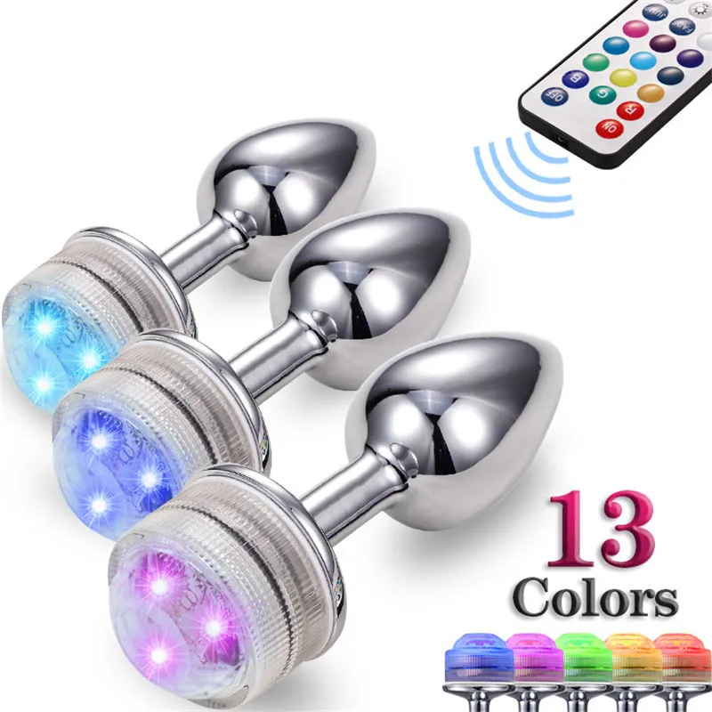 13 kleuren Anale sexy Speelgoed LED Kleurrijke Licht Metalen Butt Plug Voor Volwassen Spel Dildo Erotische Intieme Goederen Vagina Massager