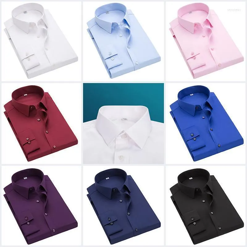 Chemises habillées pour hommes Couleurs L à 5XL Mâle Loisirs Hommes Slim Fit Élégant Casual Chemise Hommes Formelle À Manches Longues Camisetas MasculinaMen's Vere22