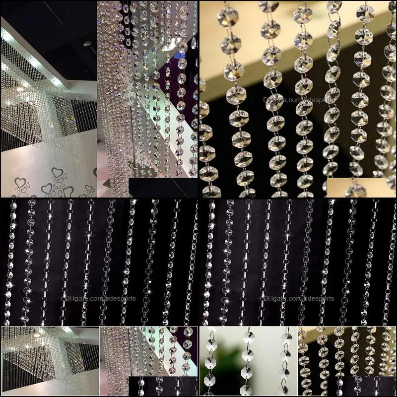 DIY Decor Diamond Acrylic Crystal Beads Curtain Strand Garland Window Scarfs Wedding