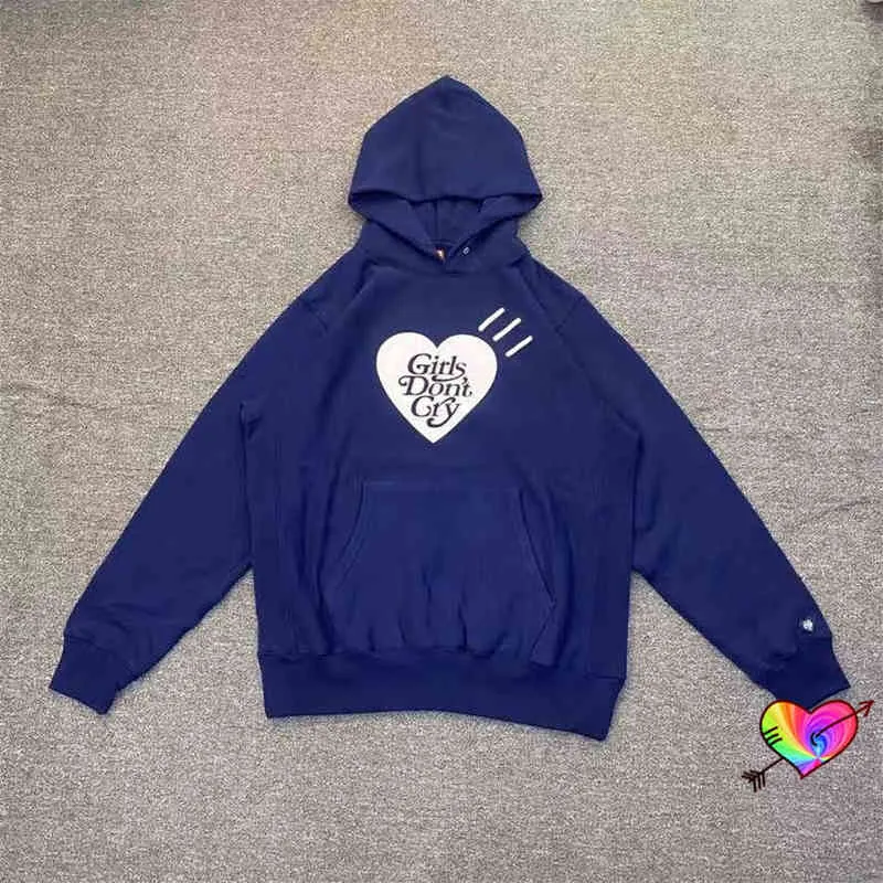 Azul marinho humano feito hoodie homens mulheres de alta qualidade meninas não choram impresso pullovers feitos humanos moletom com capuz oversize t220802