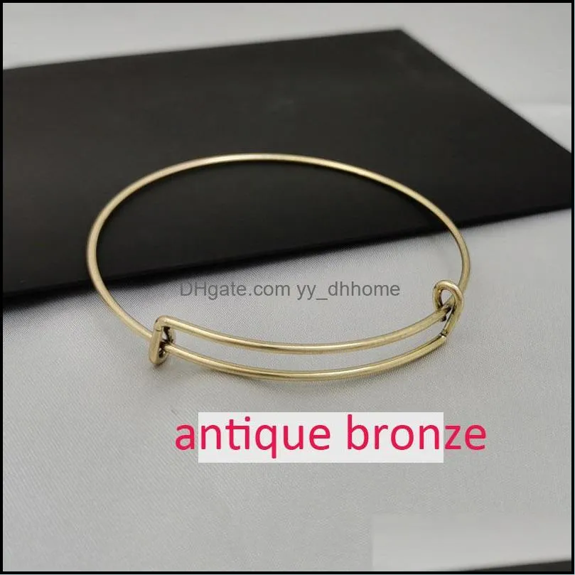 9 colors silver gold color adjustable wire bangle charm bracelets for women girl diy jewelry making