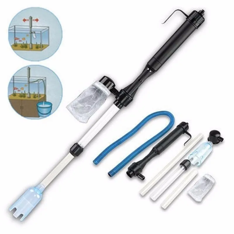 rium Battery Syphon Operated Fish Tank Vacuum Gravel Water Filter Clean Siphon Cleaner Tools Y200917