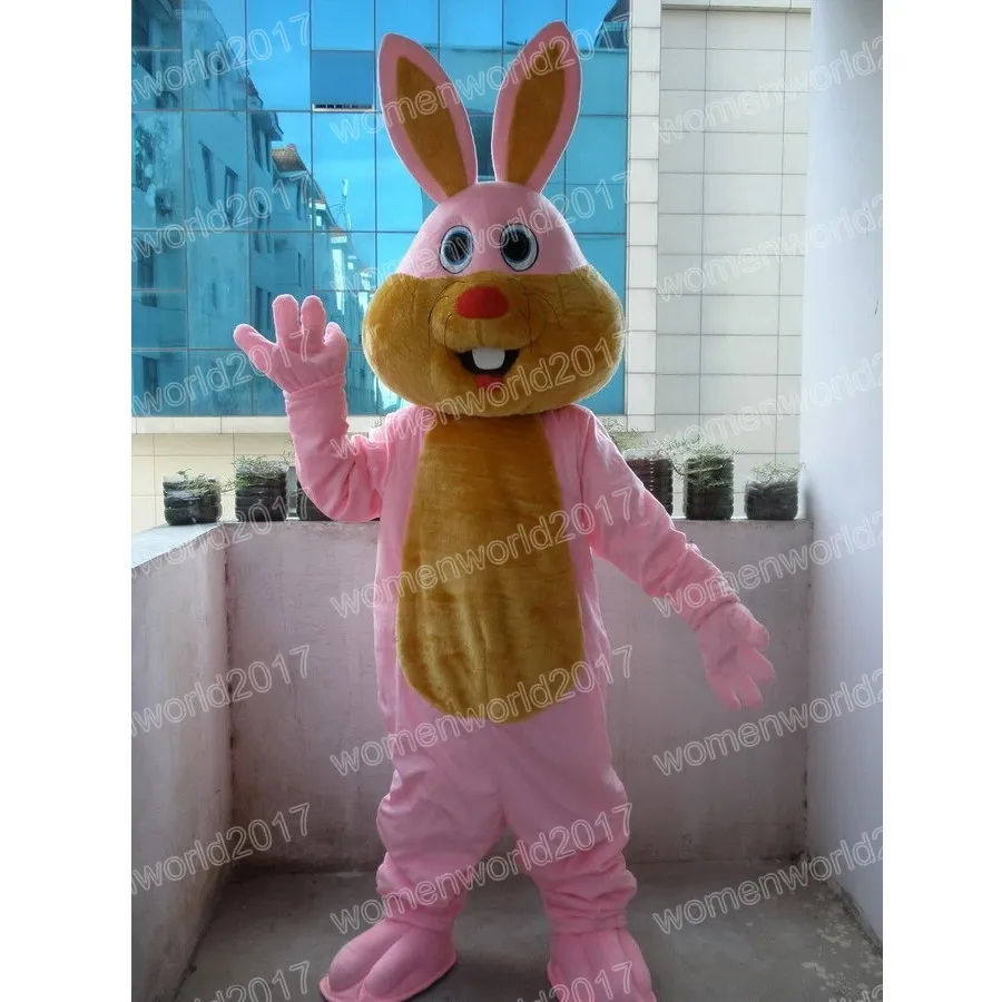 Halloween Pink Rabbit Mascot Costume Högkvalitativ tecknad karaktärskläder kostym unisex vuxna outfit jul karneval fancy klänning