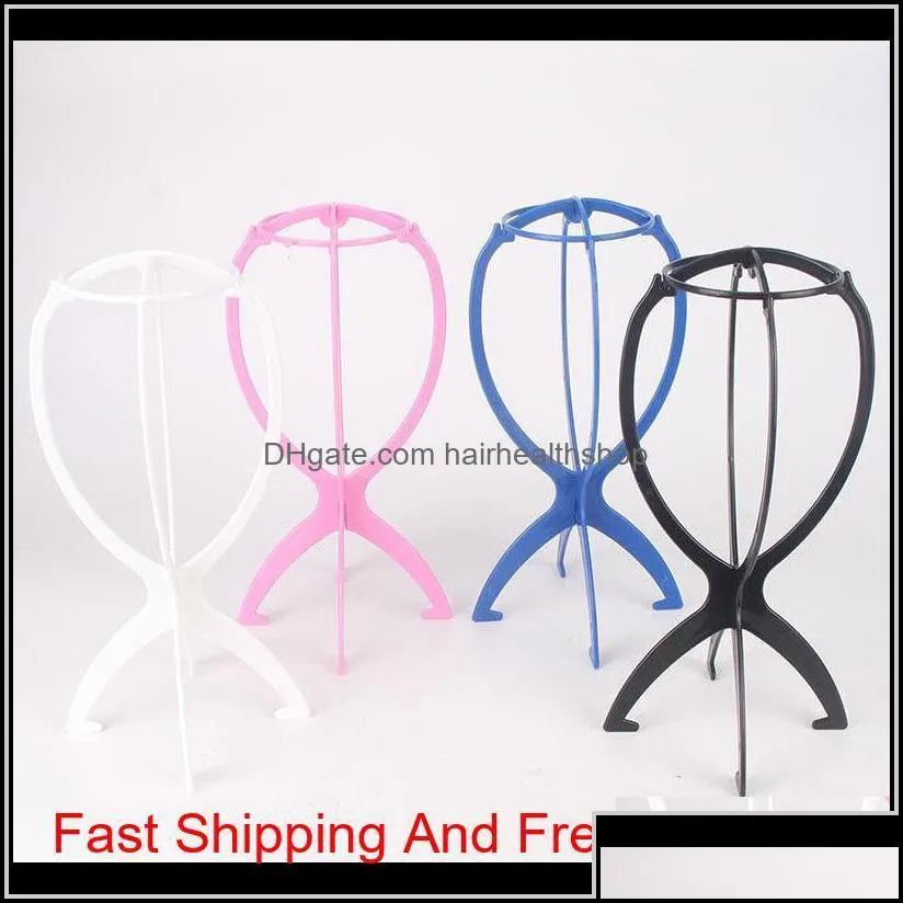 Wig Stand Rosy Black Blue And White Color Portable Folding Plastic Wig Hat Holder qylMDc hairclippersshop