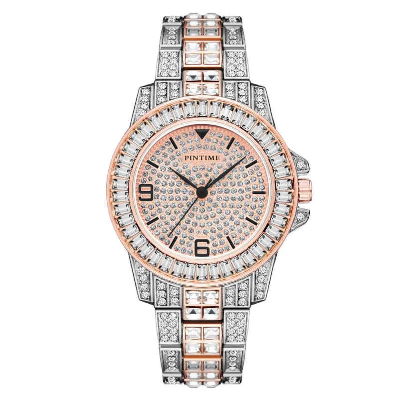 Montre à quartz couleur diamant demi-diamant pour hommes reloj hombre montre pour hommes