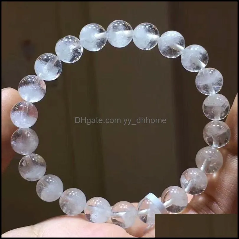 Beaded, Strands Natural White Phantom Quartz Crystal 8mm Round Beads Woman Man Bracelets Bangle Bracelet Certificate1