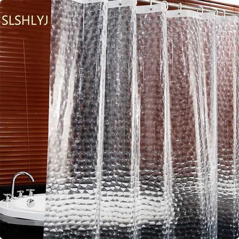 3D Metal Buttonhole Brand Waterproof Shower Curtain 12 Hook for The Bathroom High Quality Bath Bathing Sheer for Home Decoration 220517