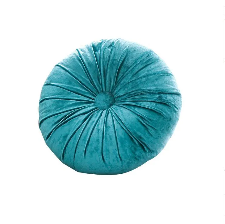 Velvet Chair Cushion Couch Pumpkin Throw Pillow Round Solid Home Decorative Car Floor Pillow 16x16 inch