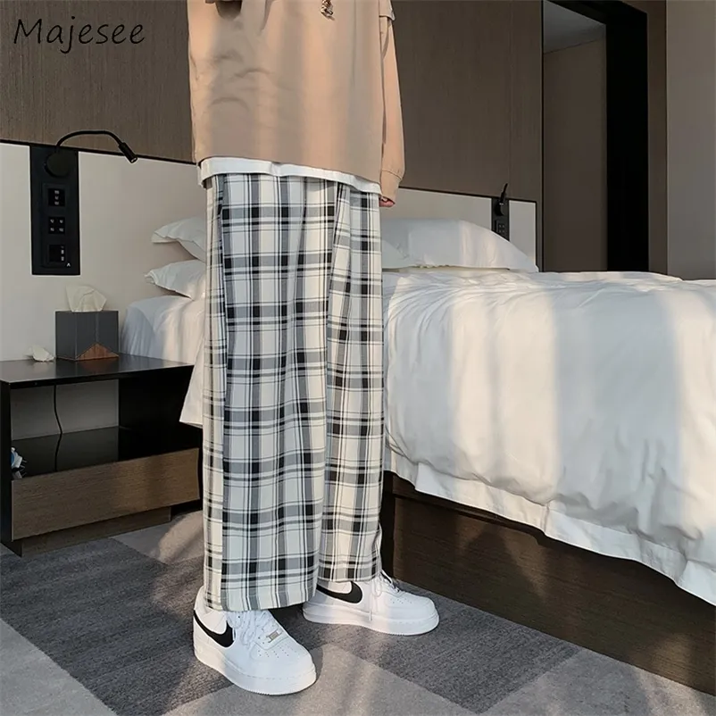 Pantalones para hombres Casual Hombres Plaid Patchwork Diseño Empire Fashion All Match Estudiantes Estilo coreano Harajuku Bottoms Spring Ins 220826