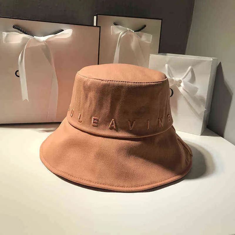 エレガントな女性の帽子の夏の屋外旅行綿の手紙刺繍帽子パナマフィッシャーマン盆地キャップY220406