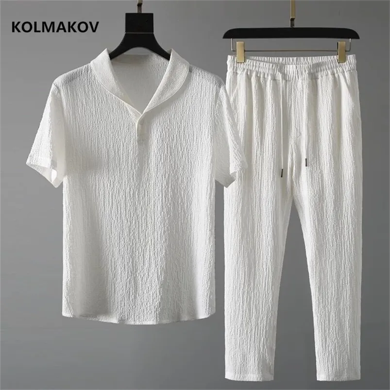 Gömlek Pantolon Yaz Men Moda Klasik Gömlek İş İş Gündelik Gömlek Bir Kıyafet Boyutu M 4XL 220613