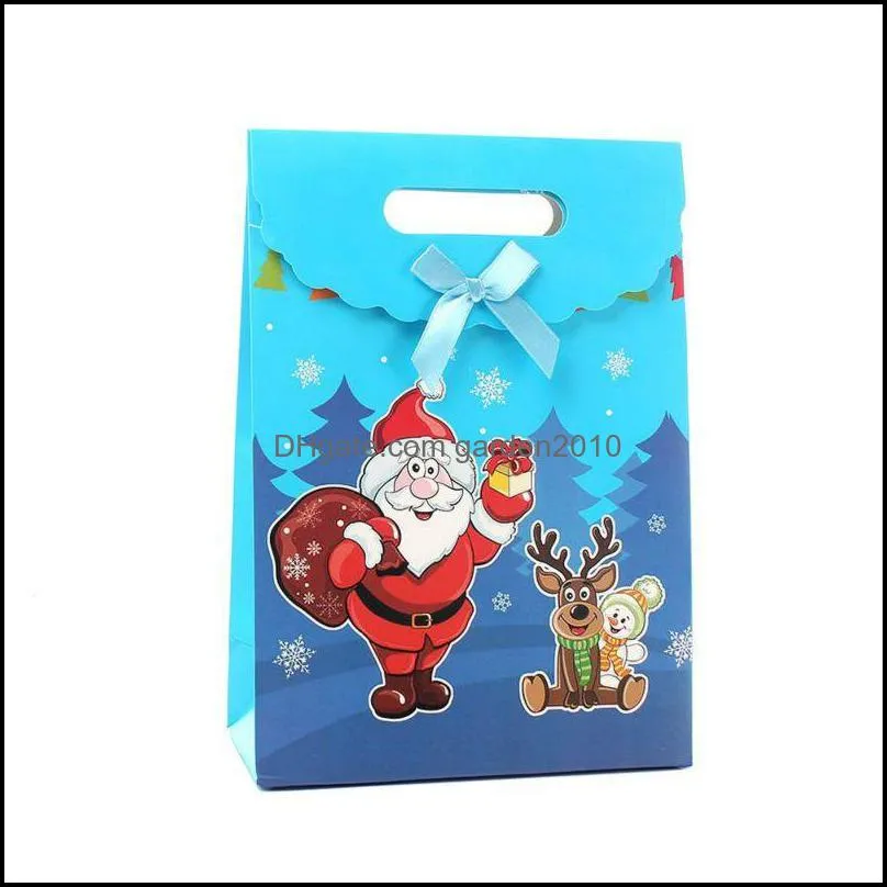 christmas gift wrap kids with box bow decoration for home santa claus pattern candy paper bag