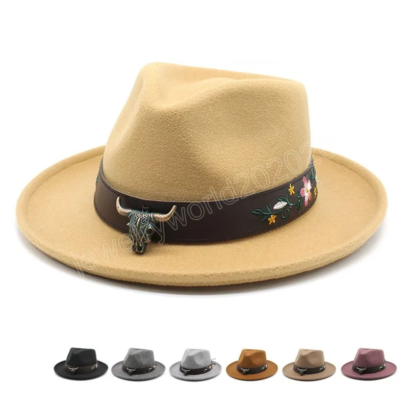 Cappello Fedora in morbida lana da uomo con tesa curva Accessori per testa di mucca vintage Cappello Trilby Jazz Cappello da cowboy in feltro Panama chapeu feminino