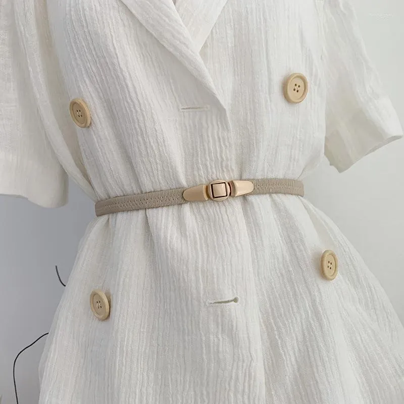 Cintos elásticos PU para mulheres Buckle de ouro fino cinto fino Casual Drenies Dress Sweater Strap fêmea cintura fêmea Forb22