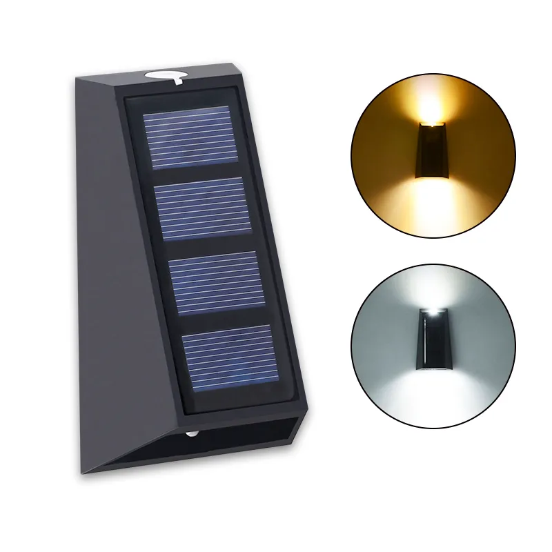 Double Color White/Yellow RGB 7 COLOR Change Solar Led Washer Wall Lamp for The Garden Fence Stairs Lighting