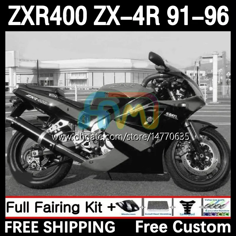 카와사키 닌자 ZXR 400 CC 차체 ZX4R ZXR400 ZXR400 ZX-4R 91 92 93 94 95 96 12DH.180 BODY ZX 4R ZXR-400 1991 1992 1993 1994 1994 1996 400CC 91-96 OEM 페어링 키트 블랙 블랙 블랙 블랙