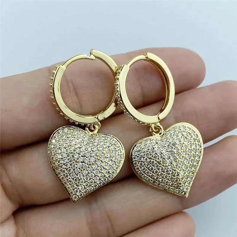 Hoop & Huggie Fashion Luxury Geometric Large Heart Earrings Top Quality Zircon Eye Drop Modern Women's JewelryHoop HuggieHoop Kirs22