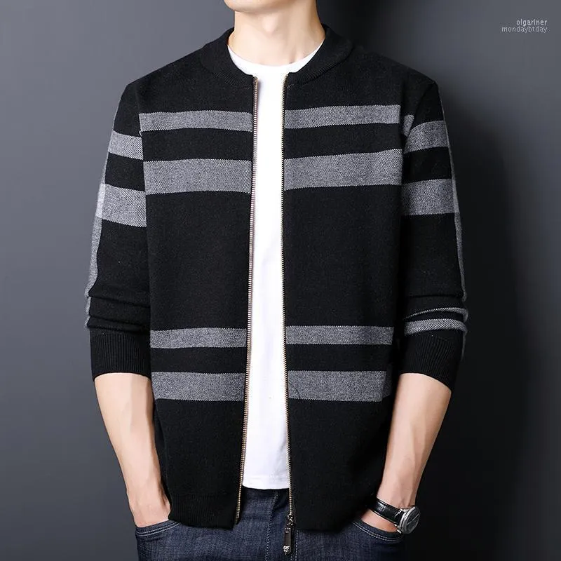 Pulls pour hommes Hommes Pull Cardigan Zipper 2022 Arrivée Automne et hiver Stripe Mâle Manteau tricoté Adolescents Garçons Style coréen M101 Olga22