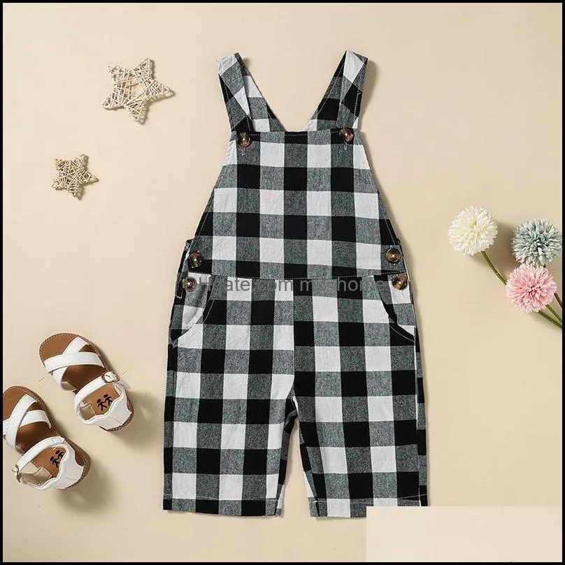 kids jumpsuits girls boys plaid rompers children lattice sling jumpsuit summer fashion baby climbing clothe z4947