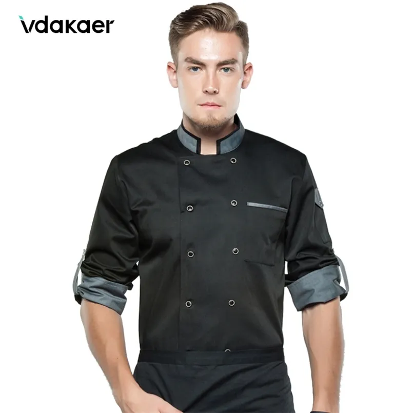 camisa chef jaqueta chef manga longa ajustável masculino feminino unissex casaco cozinheiro restaurante el cozinha vestir uniforme garçom 220727