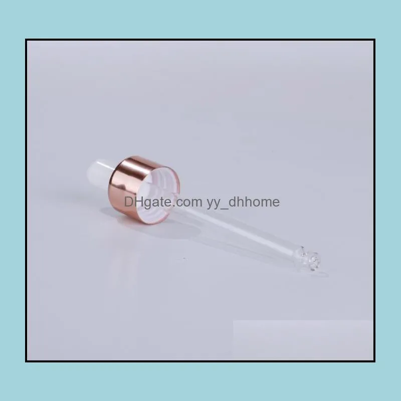 wholesale clear serum glass dropper bottles 5ml 10ml 15ml 20ml 30ml 50ml 100ml with rose gold lid for essential oils sn4517