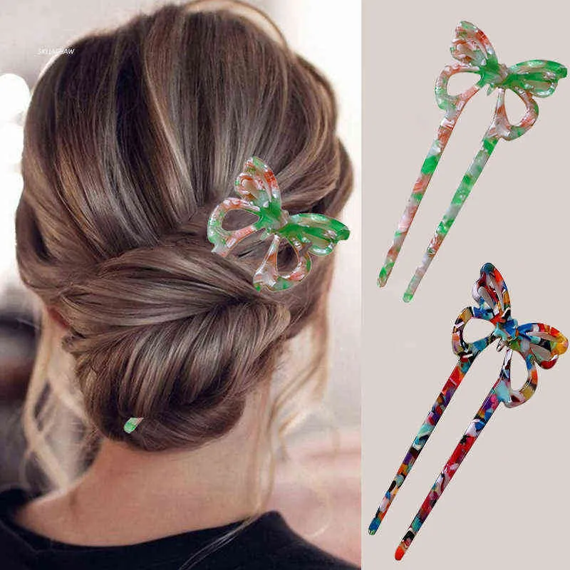 Mode Clip Femmes Coloré Papillon Forme broche Filles Accessoires Clips Cheveux Bâtons Chapeaux Nouveau AA220323