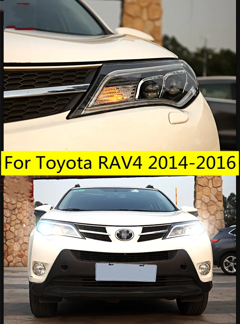 Toyota RAV4 LED Headlights 2014 2016 RAV 4 Double Lens DRL Turn Signal Projector Headlamps