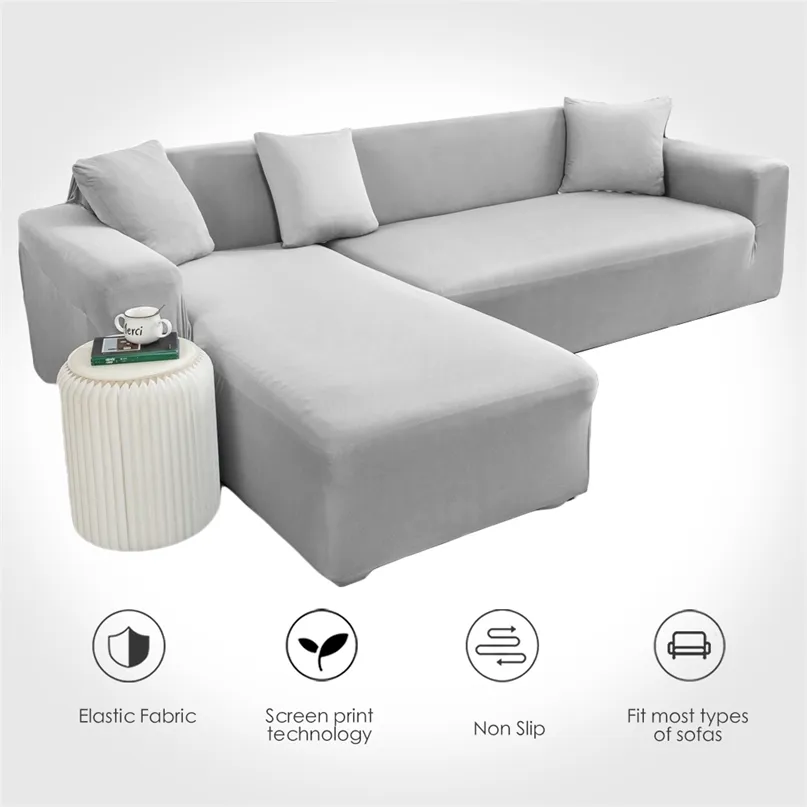 Fast Color Sofa Cover Big Elasticity Stretch Couch Loveseat Corner Handduksmöbler 1 2 3 4 Sits 220615