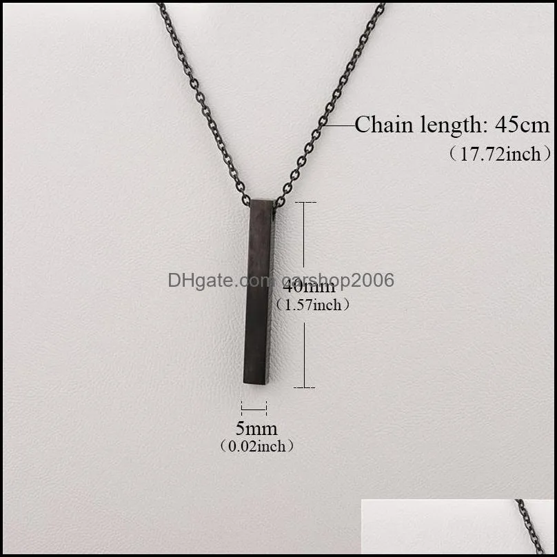 Polished Stainless Steel Blank Bar Necklaces Geometric Square Vertical Long Bar Pendant Necklace Pendants DIY Customize Jewelry 5