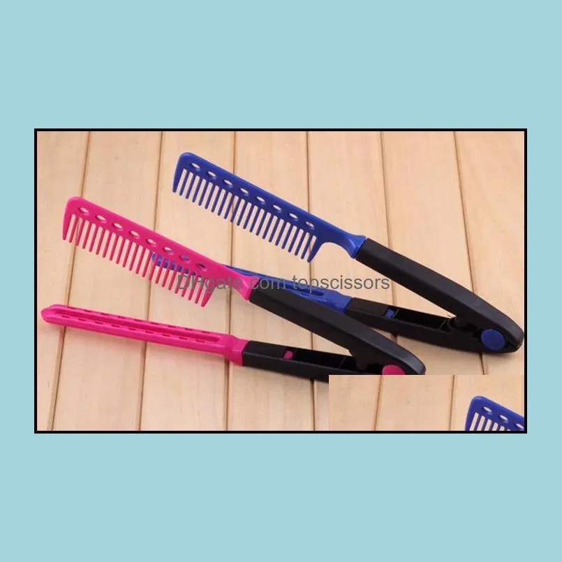 New Design V-Shaped Professional Beauty Styling Comb Clip-on Hair Straightener Hair Brush Styling Tools Fast Shipping F3435