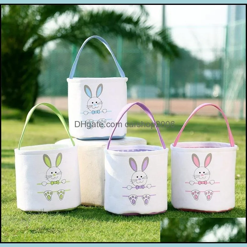 easter egg storage basket canvas bunny ear bucket creative easter gift bag with rabbit tail decoration 8 styles paf11471