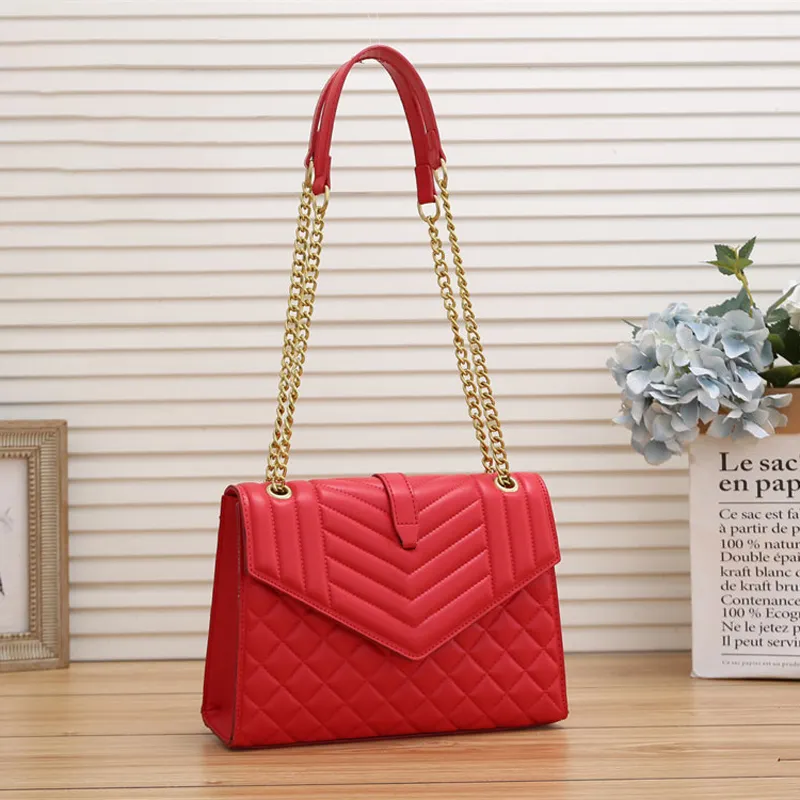 2022 luxury handbag shoulder bag brand designer PU material ladies metal Chain clamshell messenger wholesale 4-color hardware Size 27*21*8cm