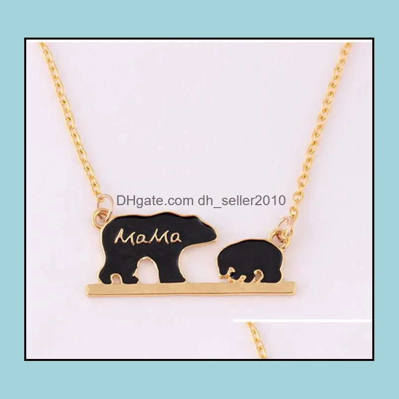 mama bear tag necklace engraved animal fashion mom and children jewelry mother kids love necklace