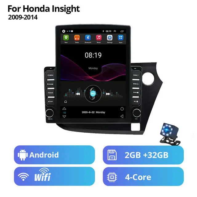 7-calowa Android Car Video Nawigacja GPS dla 2009-2016 Honda Insight Rhd Wsparcie lustrzane Link 3G
