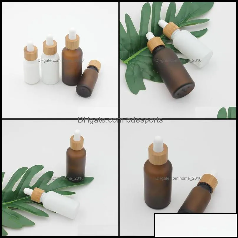 Packing Office School Business & Industrialfrosted Amber White Glass Dropper Bottle 15Ml 30Ml 50Ml With Bamboo Cap 1Oz Wooden Essential