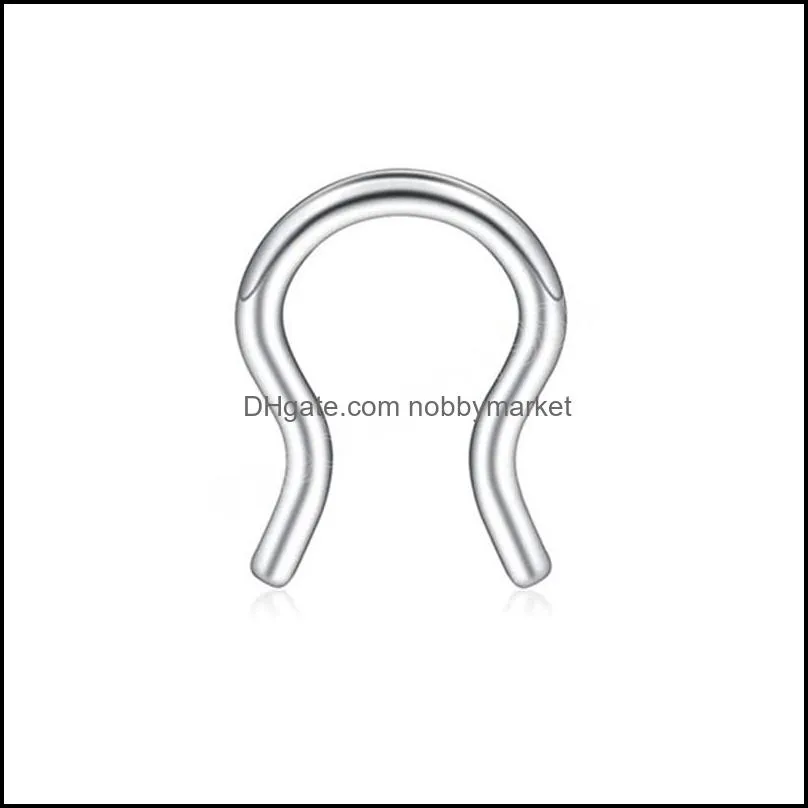 Stainless Steel U-Shaped Septum Piercing Hoop Nose Ring Horseshoe Cartilage Earrings Daith Tragus Retainer Body Jewelry