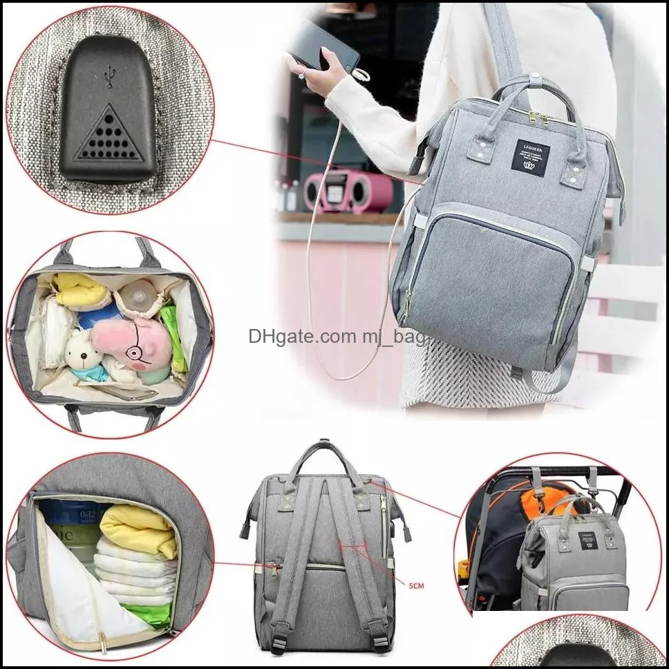 diaper bag charging usb backpack waterproof mommy nappy bag large capacity travel backpack baby nursing stroller bags with hook