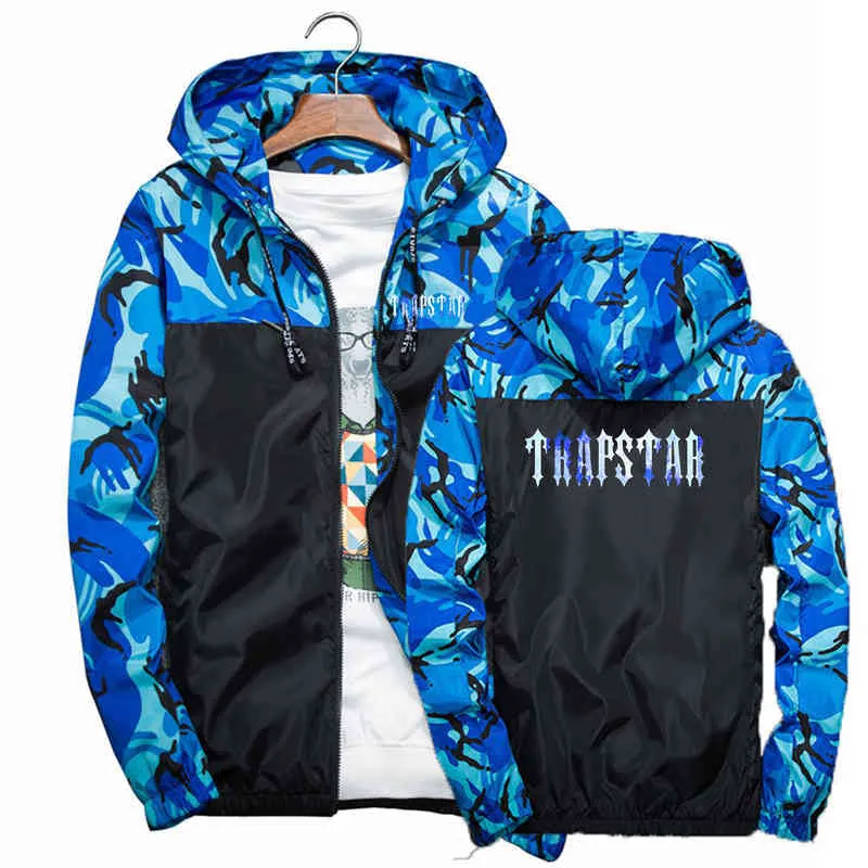 Trapstar London 2022 Mens New Long Sleeves Splicing Camouflage Windbreaker Jackets Sporting Slim