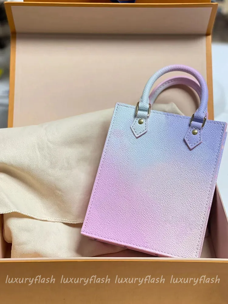 SS22 Bolsa Feminina Designer Tote Moda Bolsas Verão Novas Bolsas Gradiente Rosa Mini-bolsas Bolsas de Ombro Transversais de Alta Qualidade