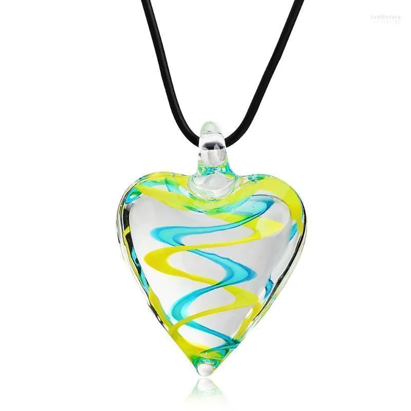 Pendant Necklaces 2022 Trendy Murano Inspired Glass Mix Spiral Heart Necklace Boho Handmade 6 Color For Women Gifts Heal22