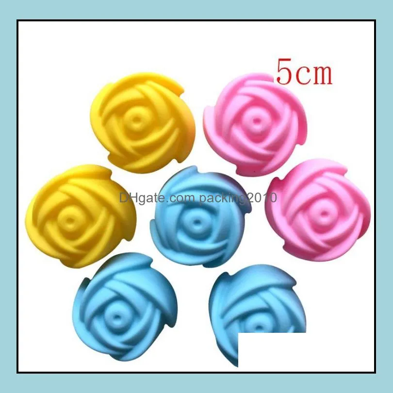 fast shipping 5cm rose flower cake mold pudding grade silicone cake mold cupcake mold baking mould bakeware sn2970