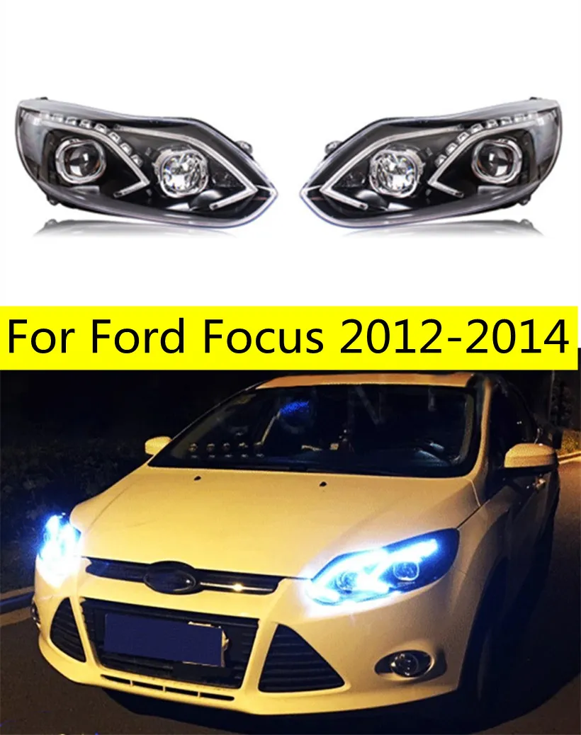 Automobil-Scheinwerfer für Ford Focus LED-Scheinwerfer 2012–2014, Auto-Frontleuchte, Xenon-Birne, Tages-Blinker