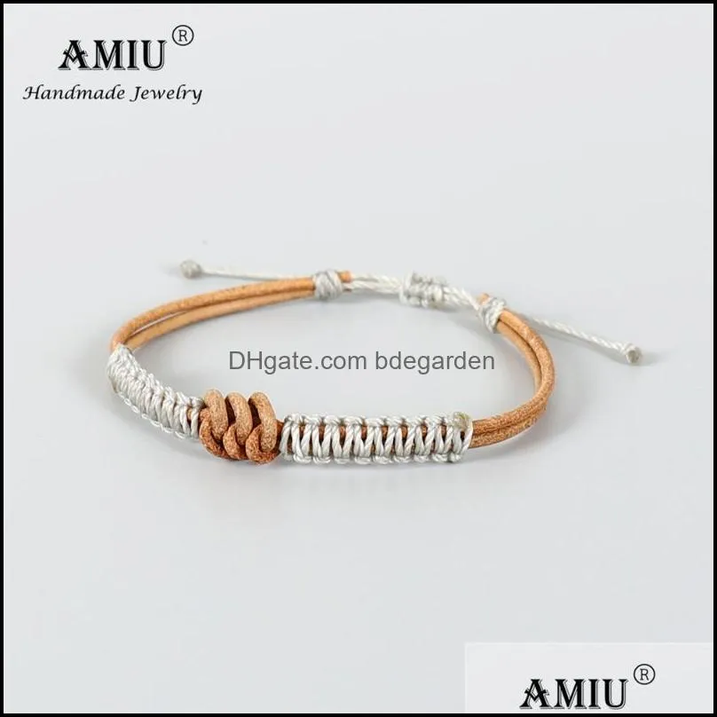 Bracelets de charme bracelets à la main réel en cuir réel étanche du fil de cire imperméable Bracelet Bracelet pour femmes hommes tissés tissés Dro Bdegarden Dhjyf