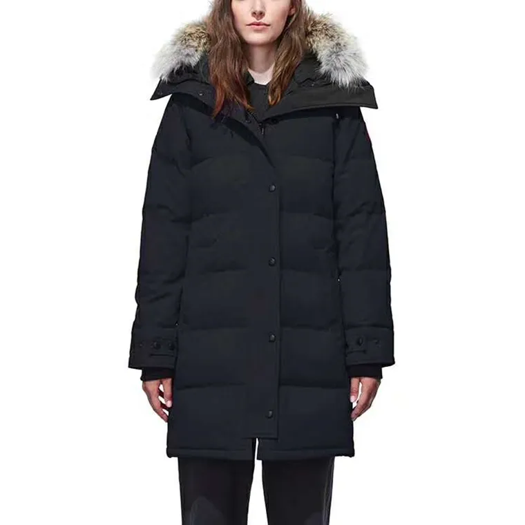2022New Women Coat Winter Down Stacke Stacked Ladies Real Wolf Fur Tercle Coats Inside Dark Parka Femme Slim Fit