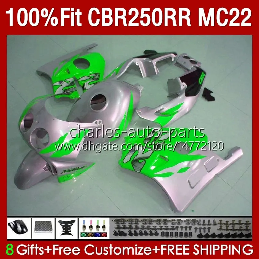 Injection MC22 250CC Pour HONDA CBR250 CC CBR 250RR 250 Vert argent RR 90 91 92 93 94 95 1996 1997 1998 1999 131No.237 CBR250RR 1990 1991 1992 1993 1995 96 97 98 99 Carénage