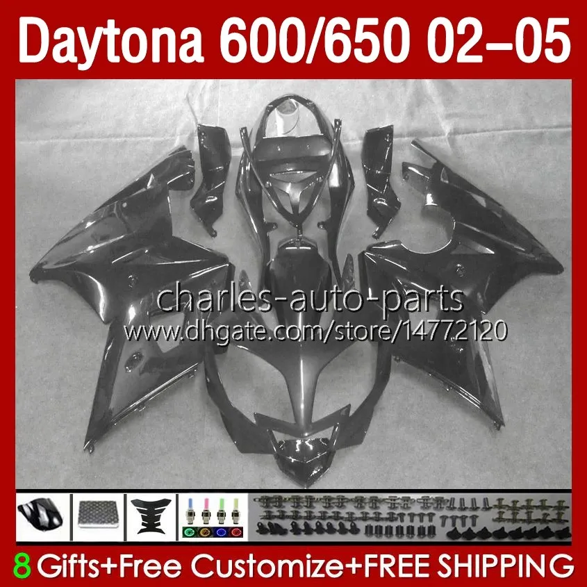 OEM Bodywork For Daytona 650 600 CC 600CC 650CC Daytona600 02 03 04 05 Body 132No.165 Daytona Black Grey 600 2002 2003 2004 2005 Daytona650 2002-2005 ABS Fairing Kit