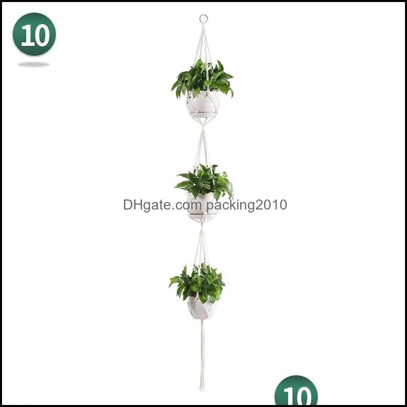 macrame handmade plant hanger baskets flower pots holder balcony hanging decoration knotted lifting rope home garden supplies