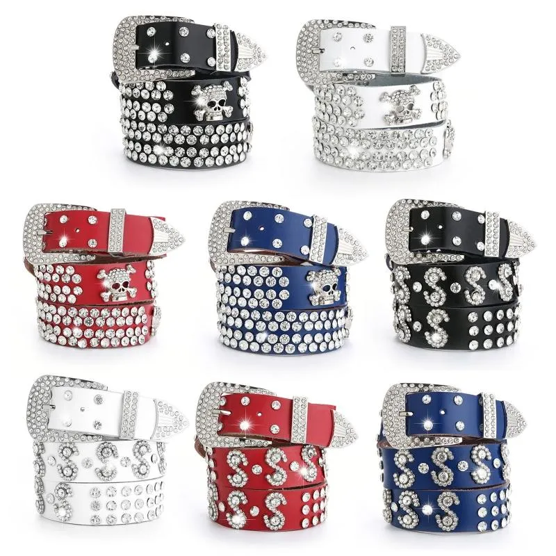 B￤lten bling strass f￶r kvinnor v￤stra cowgirl -studded l￤derb￤ltenb￤lten