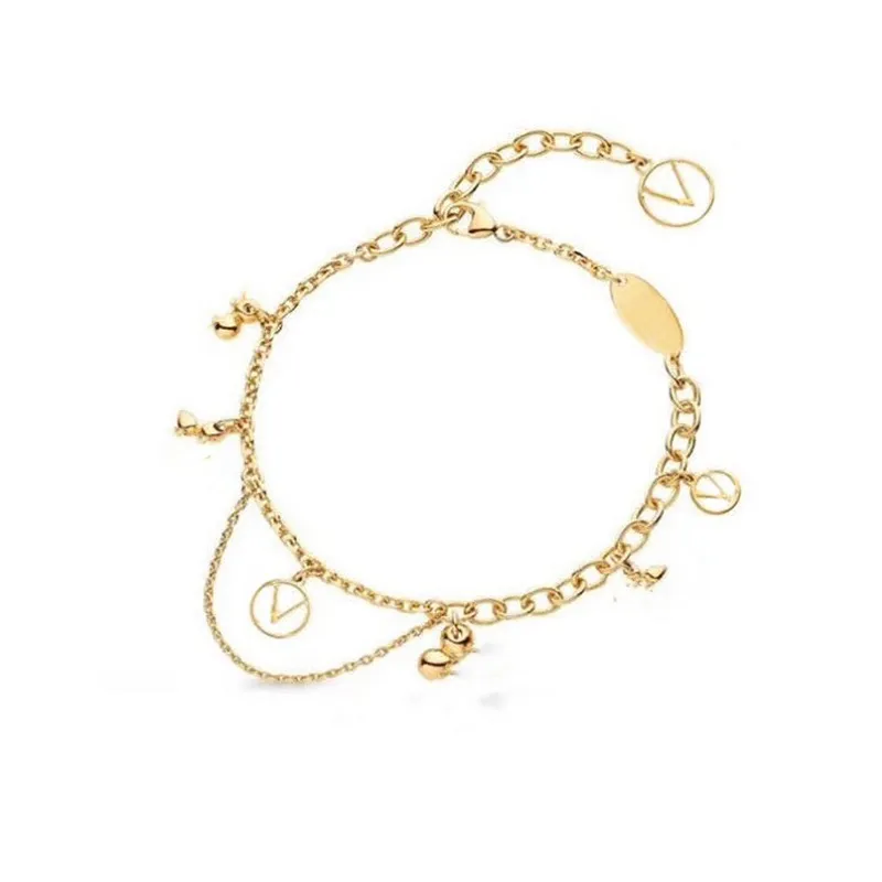 Créateur de mode chaîne en or pendentif collier bracelet pour femmes fête de mariage fiançailles amoureux cadeau bijoux avec boîte 8