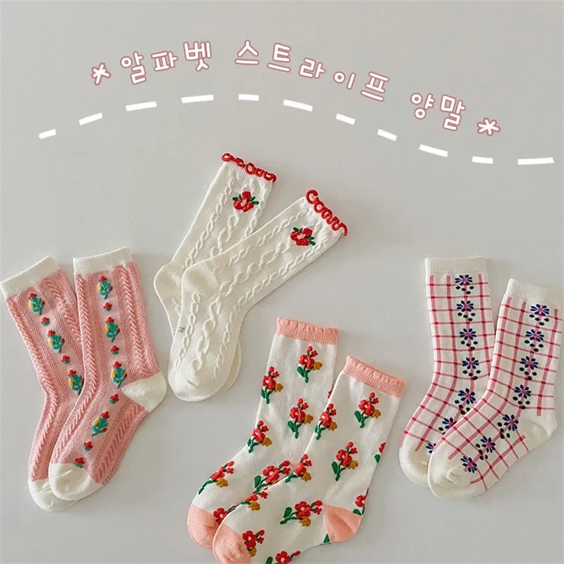 MILANCEL Spring Kids Socks Floral Girl Sock Cotton Casual Girls Socks Korean Children Socks 220611